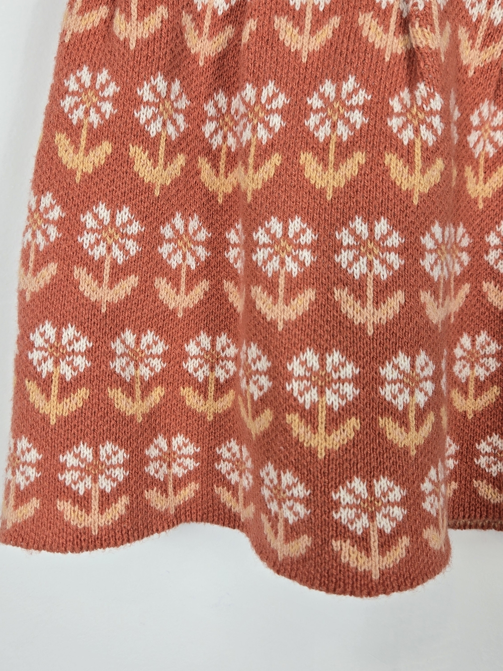 Zara Girls Knit Floral Skirt Size 2-3Y 98 Rust Orange Cottagecore Fall - Picture 4 of 7